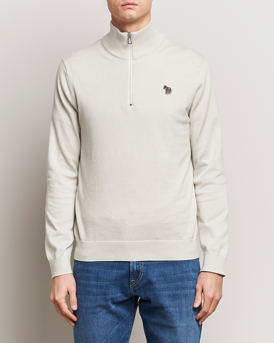 Men | Departments | PS Paul Smith | Zebra Cotton Knitted Half Zip Washed Grey