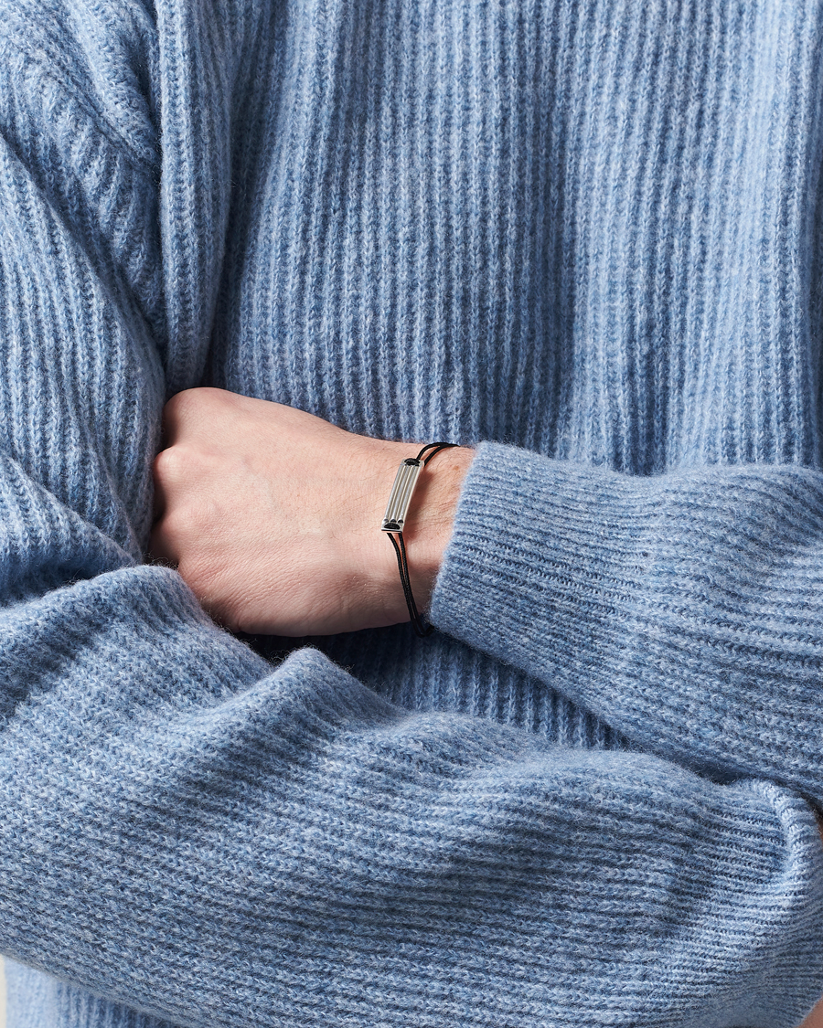 Men | LE GRAMME Godron Cord Bracelet Black/Sterling Silver | LE GRAMME | Godron Cord Bracelet Black/Sterling Silver