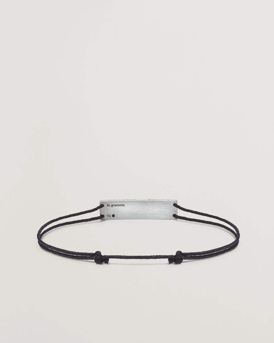 Men | LE GRAMME Godron Cord Bracelet Black/Sterling Silver | LE GRAMME | Godron Cord Bracelet Black/Sterling Silver