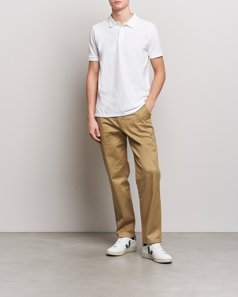 Men | Polo Shirts | KnowledgeCotton Apparel | Toke Badge Polo Bright White