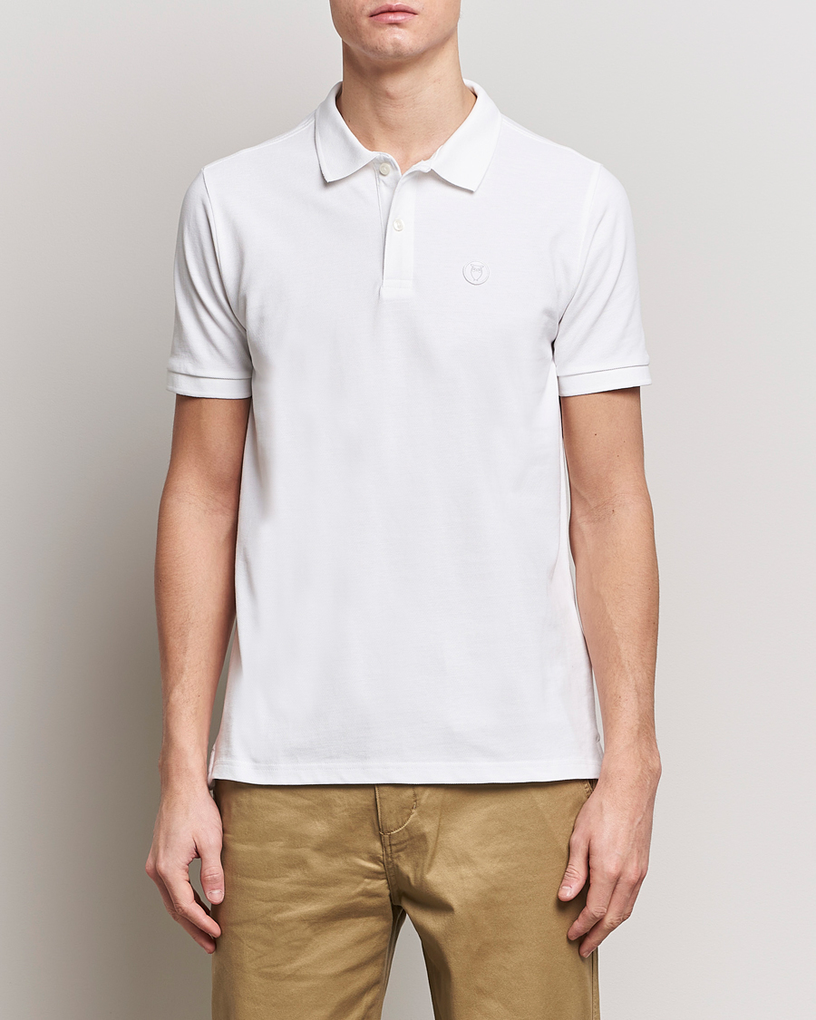 Men | Polo Shirts | KnowledgeCotton Apparel | Toke Badge Polo Bright White