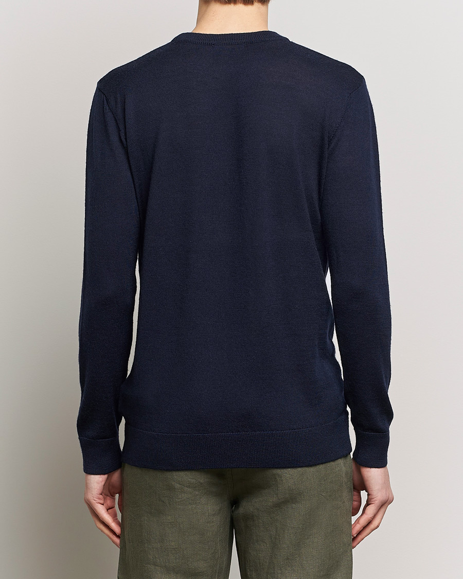 Men | Sweaters & Knitwear | KnowledgeCotton Apparel | Regular Merino Knit Crew Neck Total Eclipse