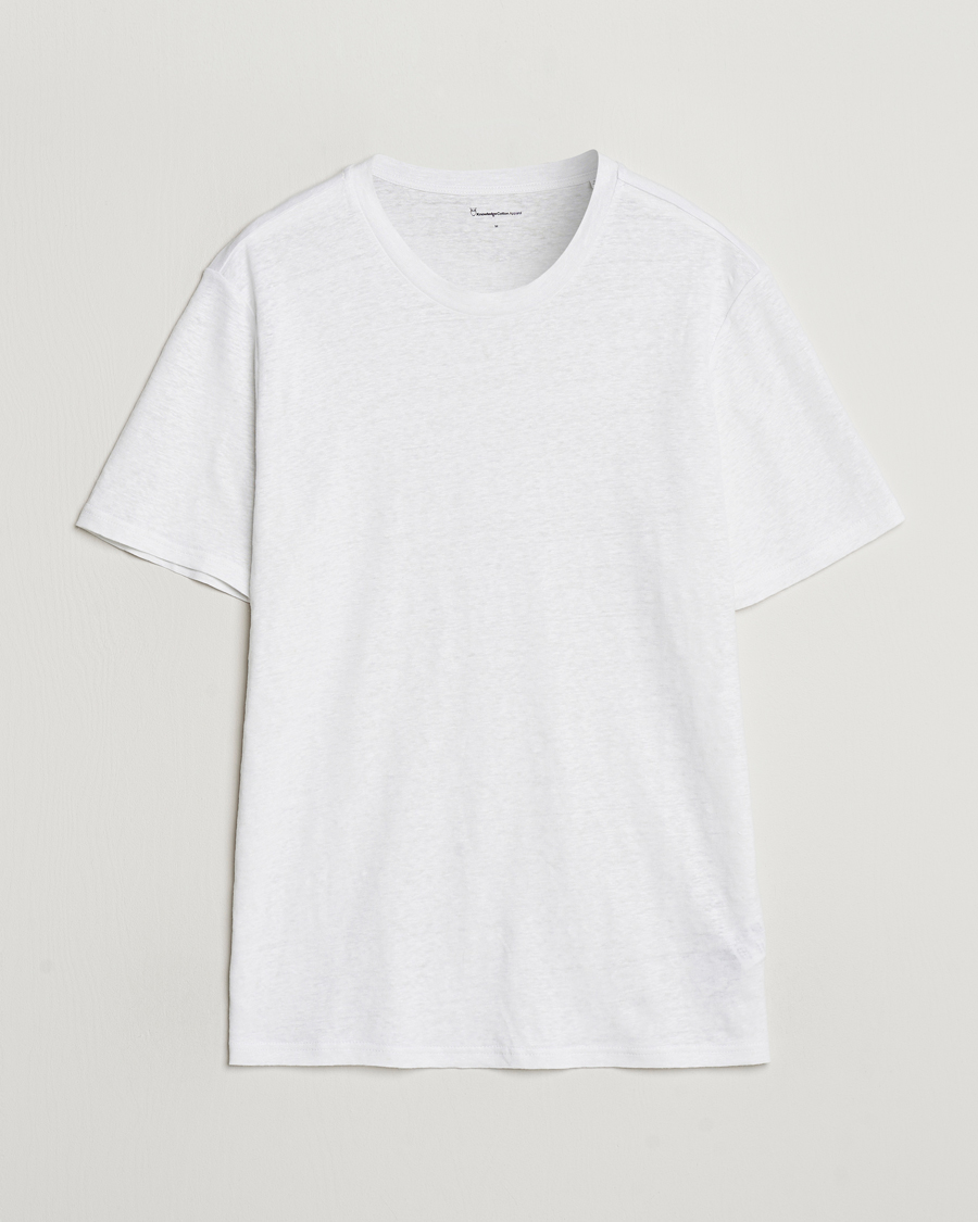 Men | T-Shirts | KnowledgeCotton Apparel | Organic Linen T-Shirt Bright White