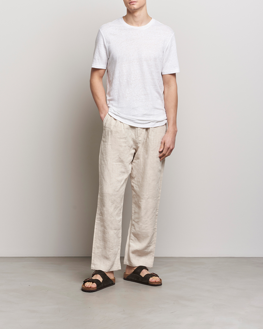 Men | T-Shirts | KnowledgeCotton Apparel | Organic Linen T-Shirt Bright White