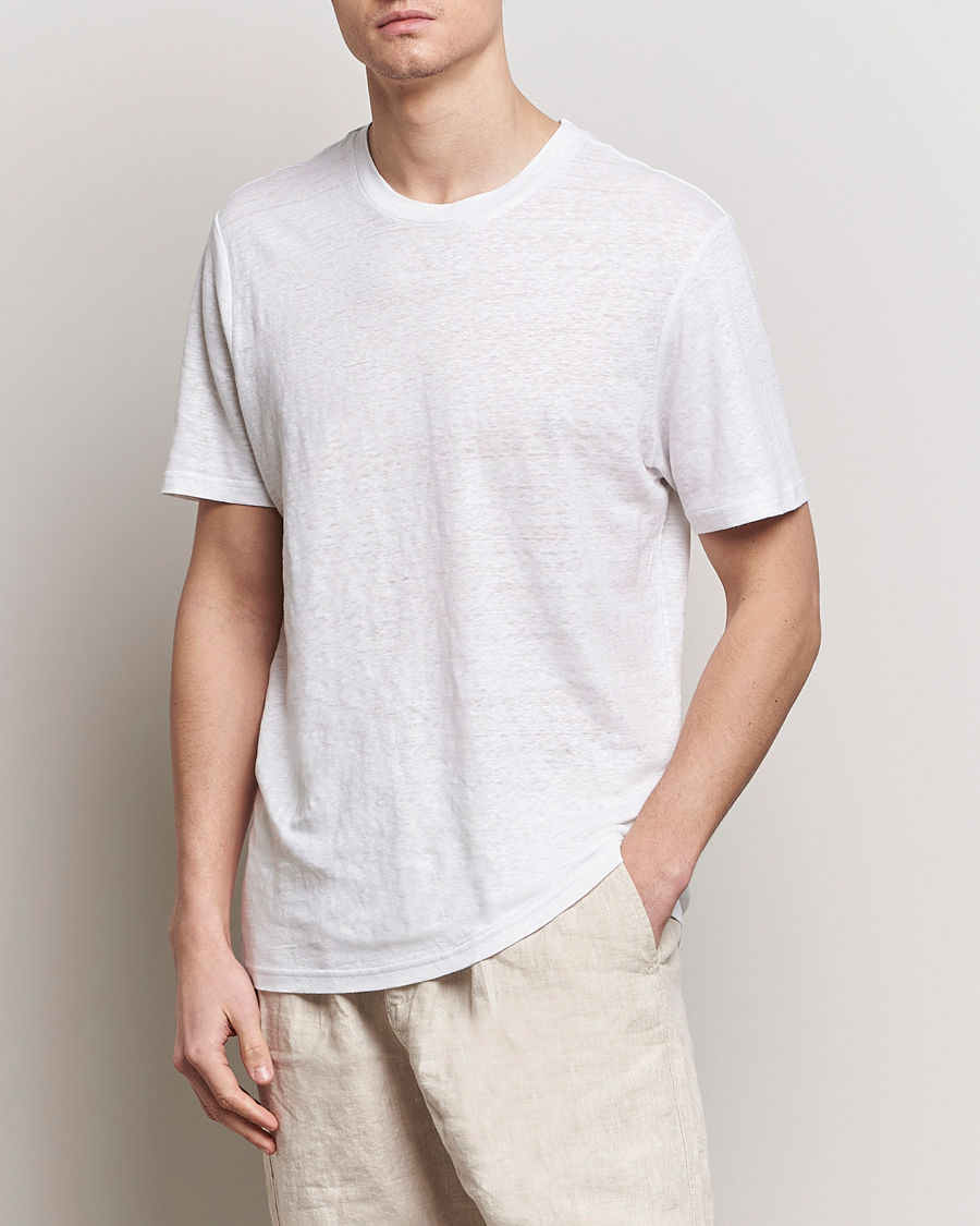 Men | T-Shirts | KnowledgeCotton Apparel | Organic Linen T-Shirt Bright White