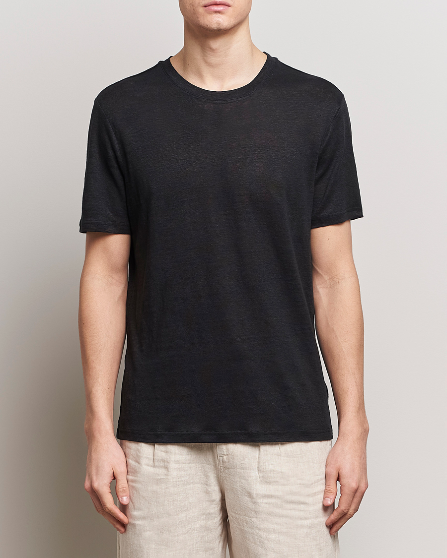 Men | KnowledgeCotton Apparel | KnowledgeCotton Apparel | Organic Linen T-Shirt Jet Black