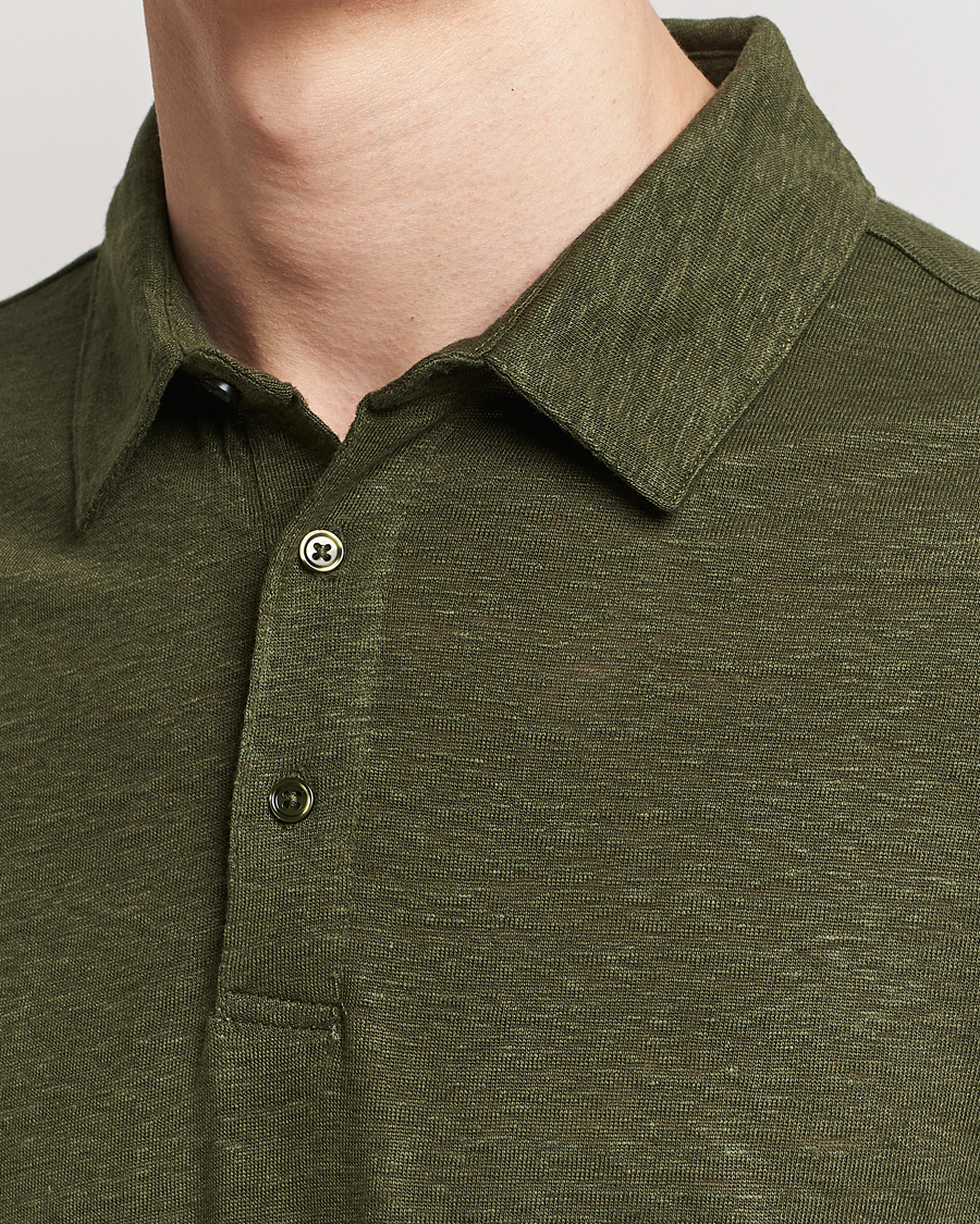 Men | Polo Shirts | KnowledgeCotton Apparel | Regular Linen Polo Forest Night