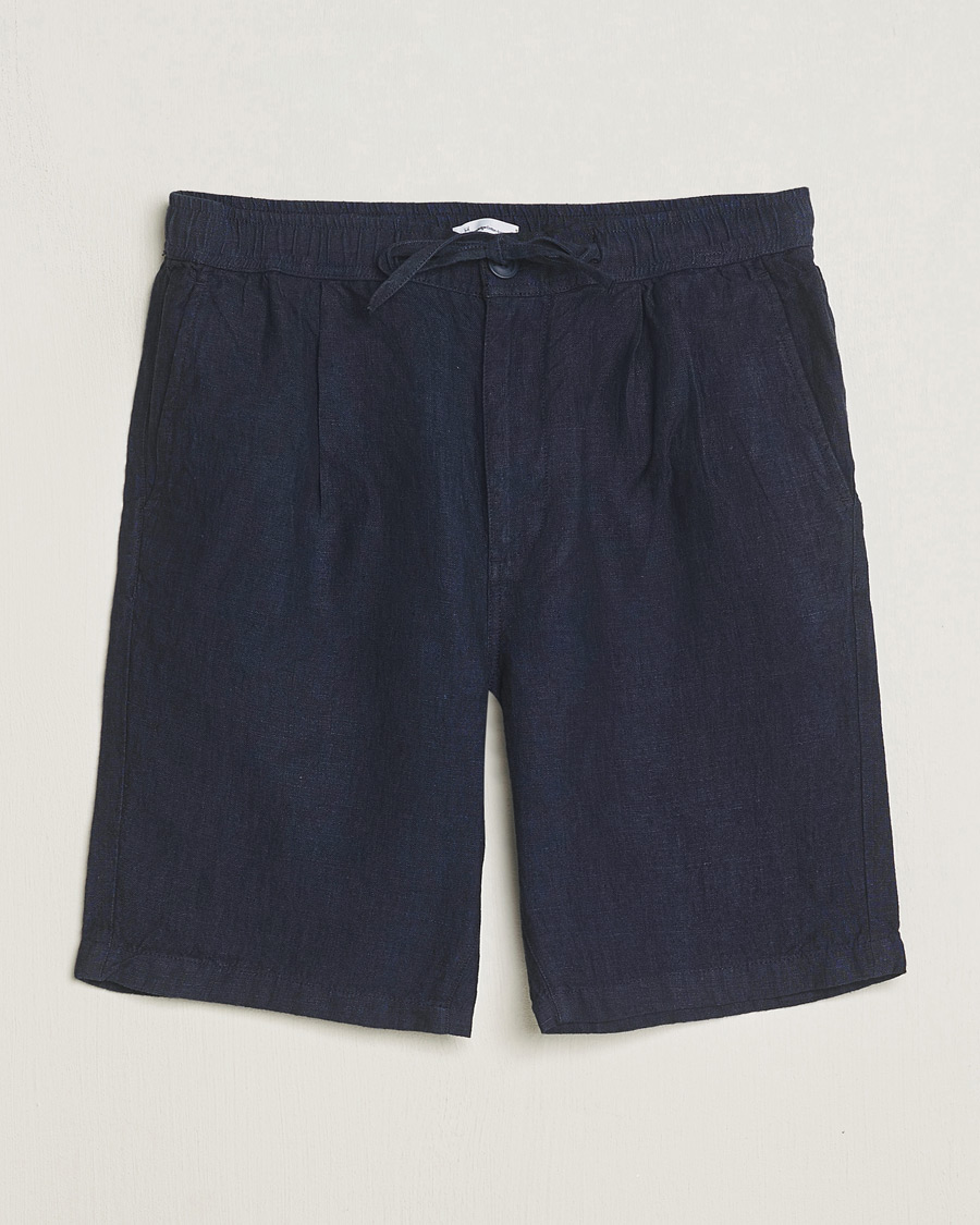 Men | Shorts | KnowledgeCotton Apparel | Loose Linen Shorts Total Eclipse