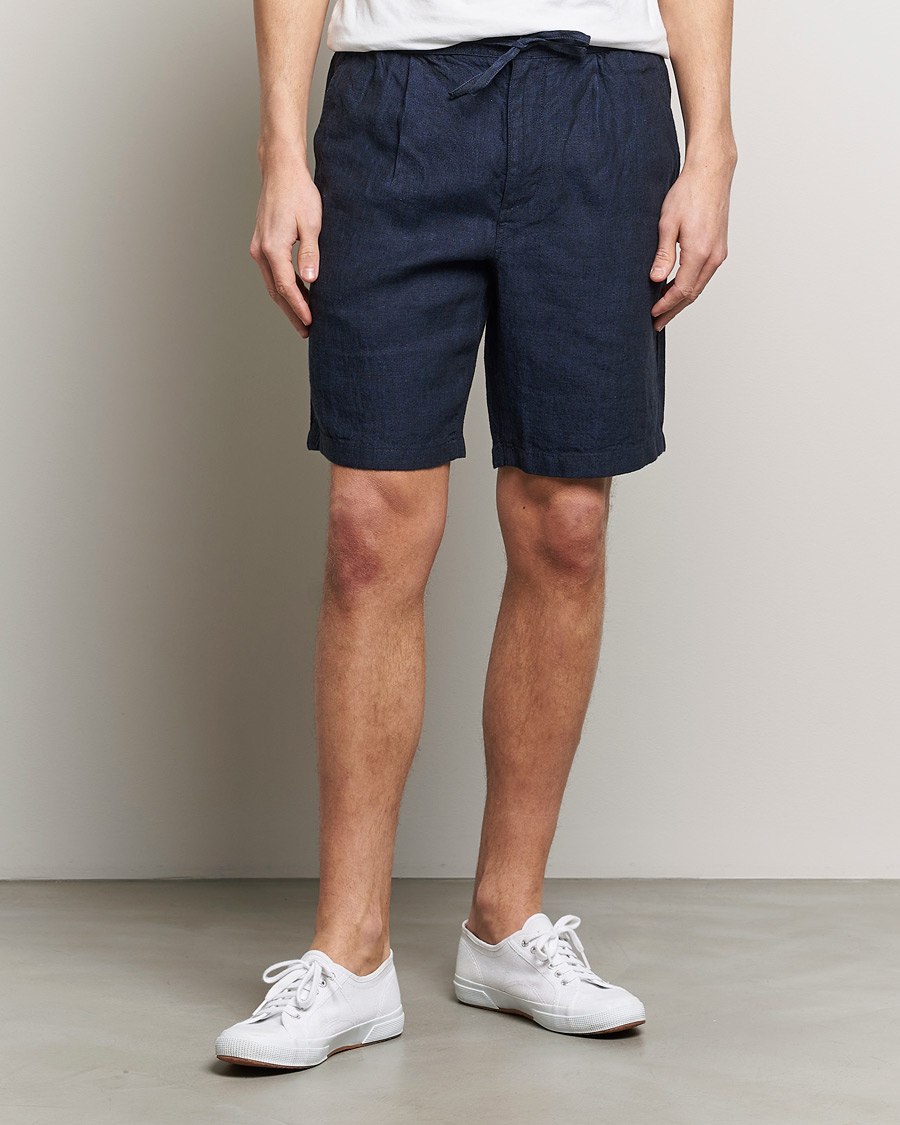Men | Clothing | KnowledgeCotton Apparel | Loose Linen Shorts Total Eclipse