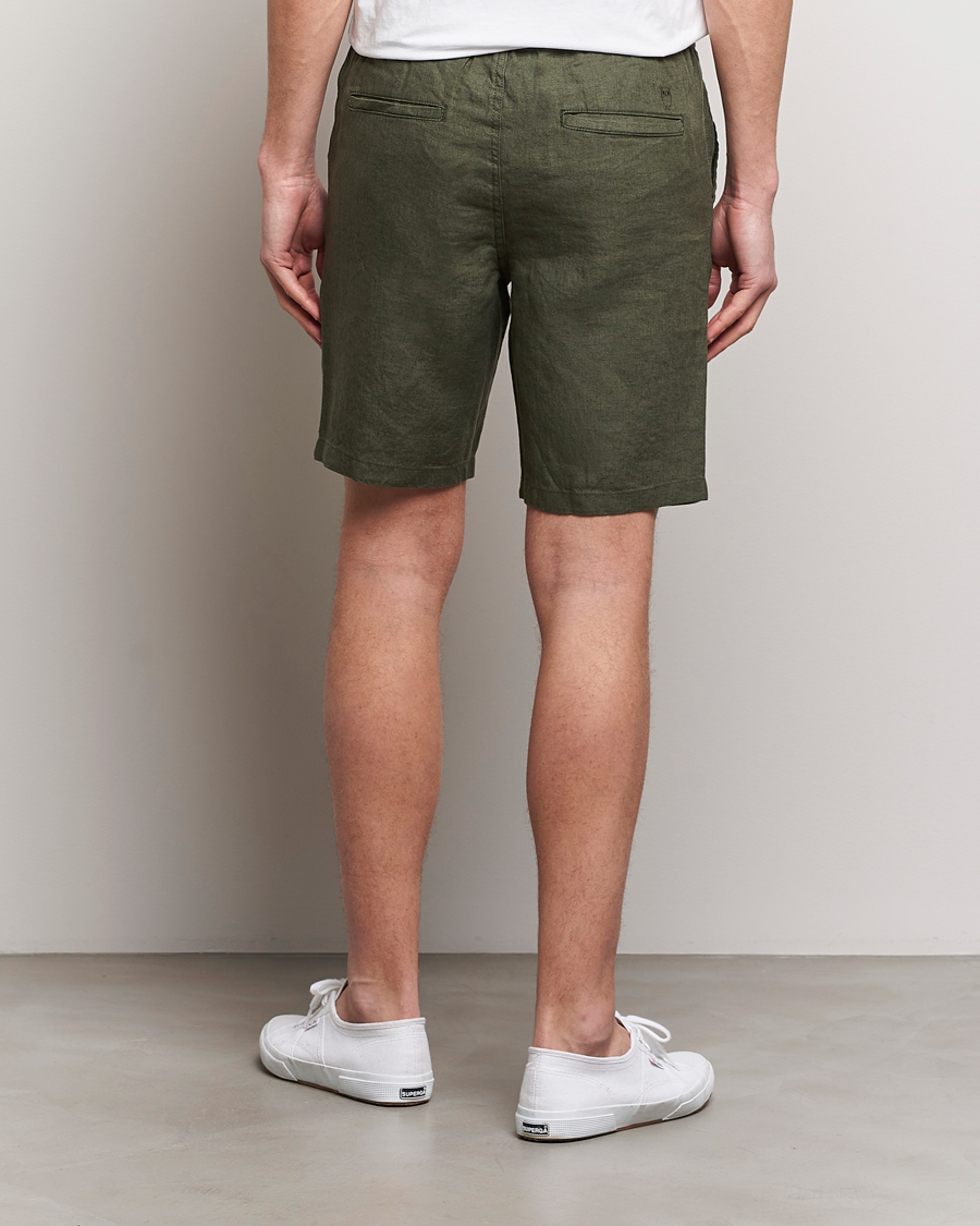 Men | Shorts | KnowledgeCotton Apparel | Loose Linen Shorts Burnt Olive