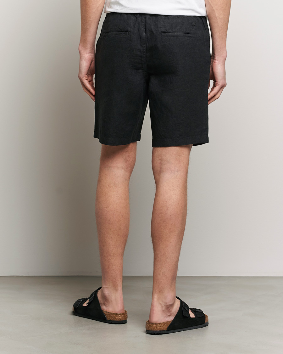 Men | Shorts | KnowledgeCotton Apparel | Loose Linen Shorts Jet Black