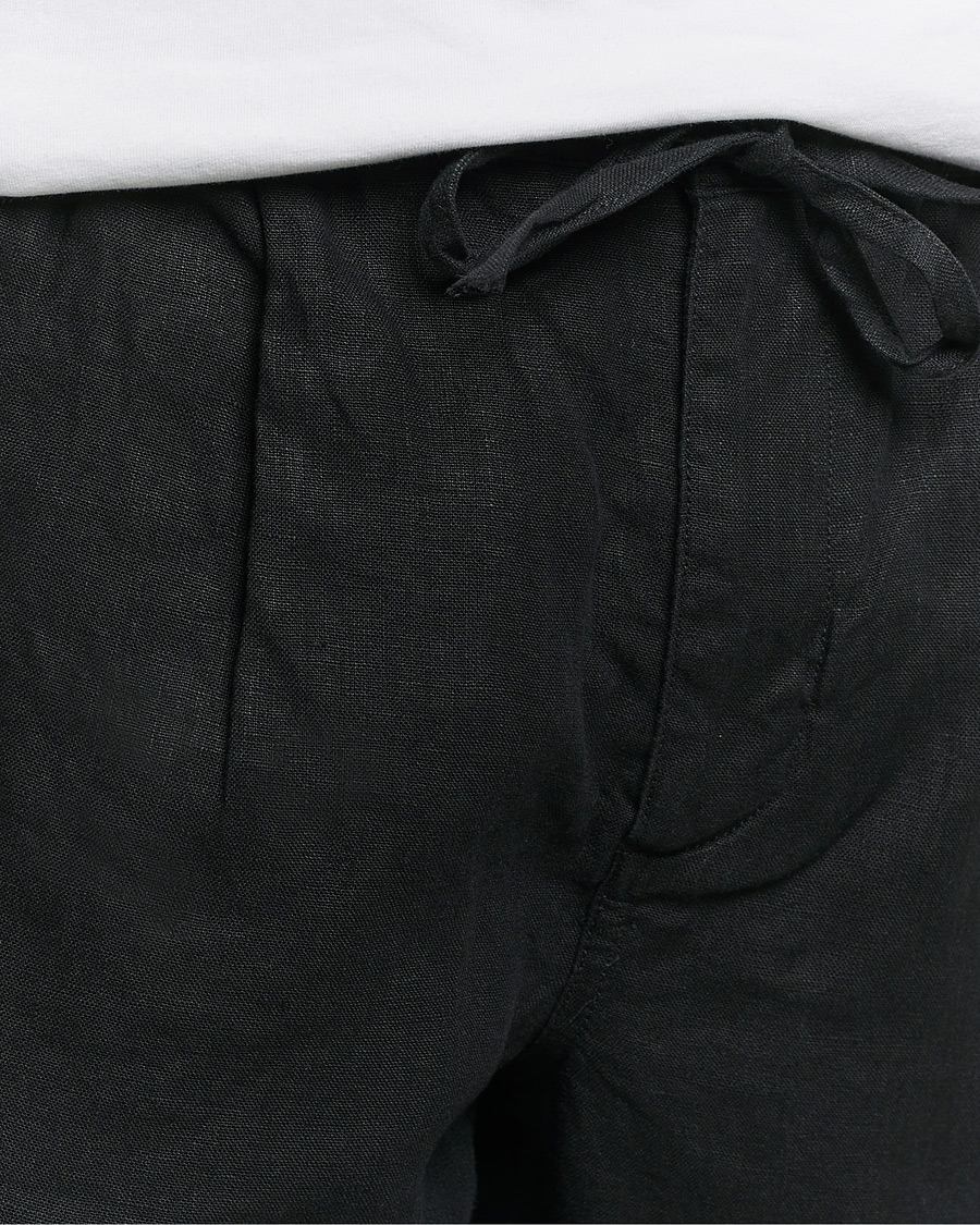 Men | Shorts | KnowledgeCotton Apparel | Loose Linen Shorts Jet Black