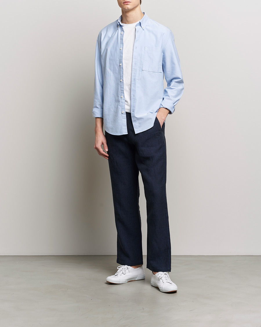 Men | Trousers | KnowledgeCotton Apparel | Loose Linen Pants Total Eclipse