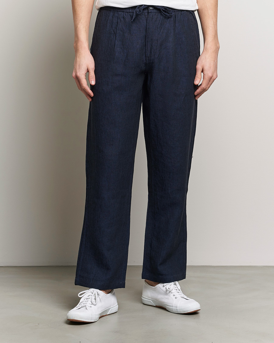 Men | Trousers | KnowledgeCotton Apparel | Loose Linen Pants Total Eclipse