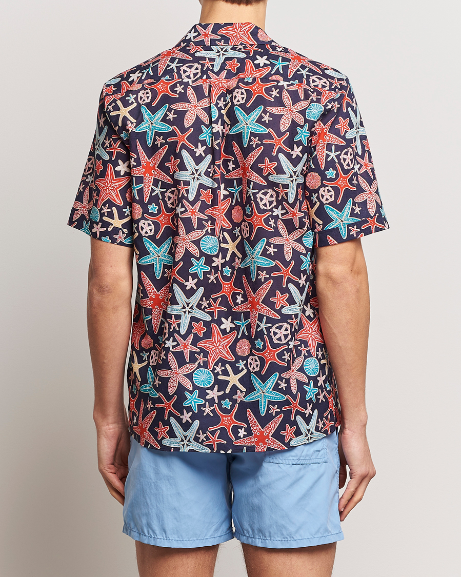 Men | Shirts | Vilebrequin | Charli Cotton/Linen Short Sleeve Shirt Bleu Marine