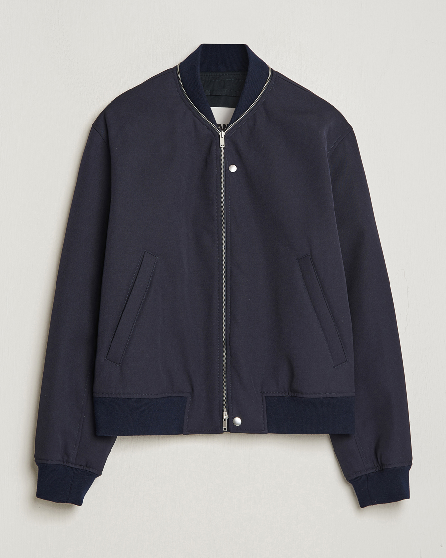 Men | Coats & Jackets | Jil Sander | Wool Gabardine Bomber Jacket Navy