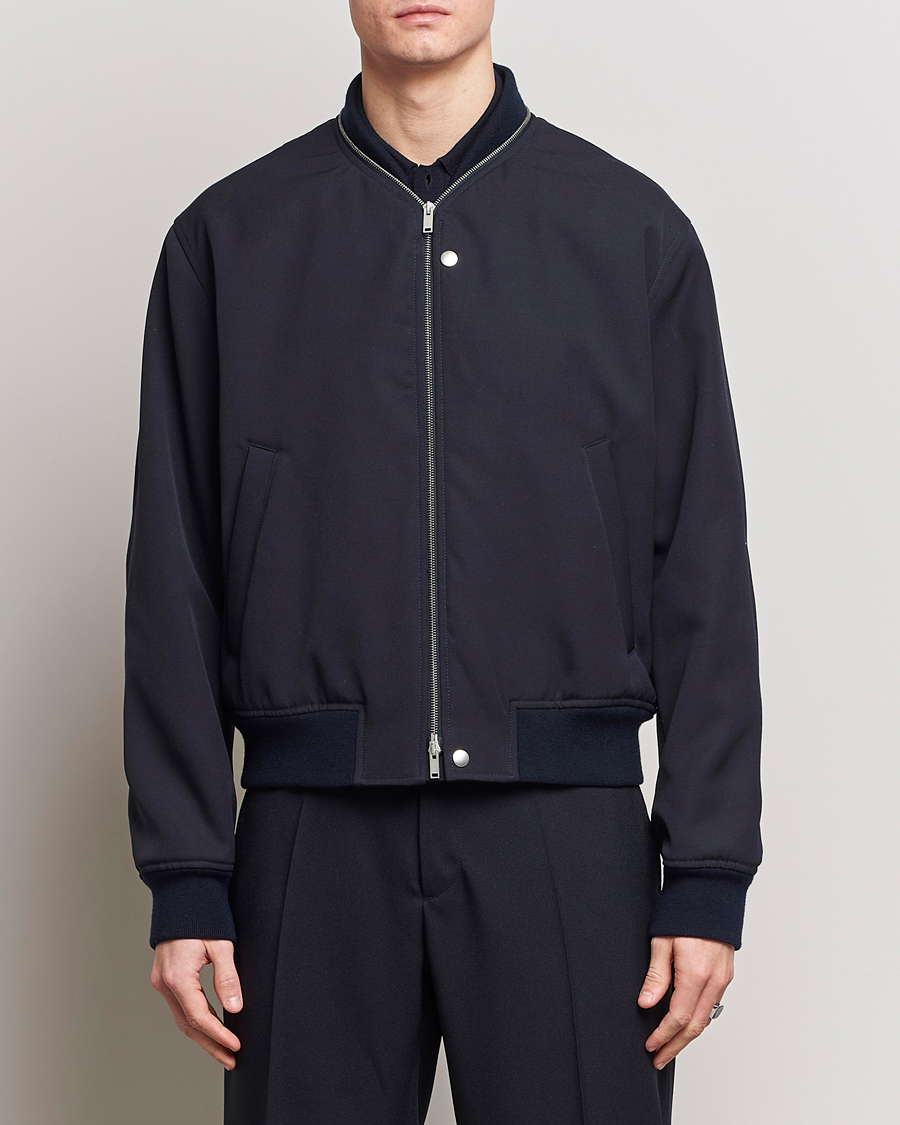 Men | Coats & Jackets | Jil Sander | Wool Gabardine Bomber Jacket Navy