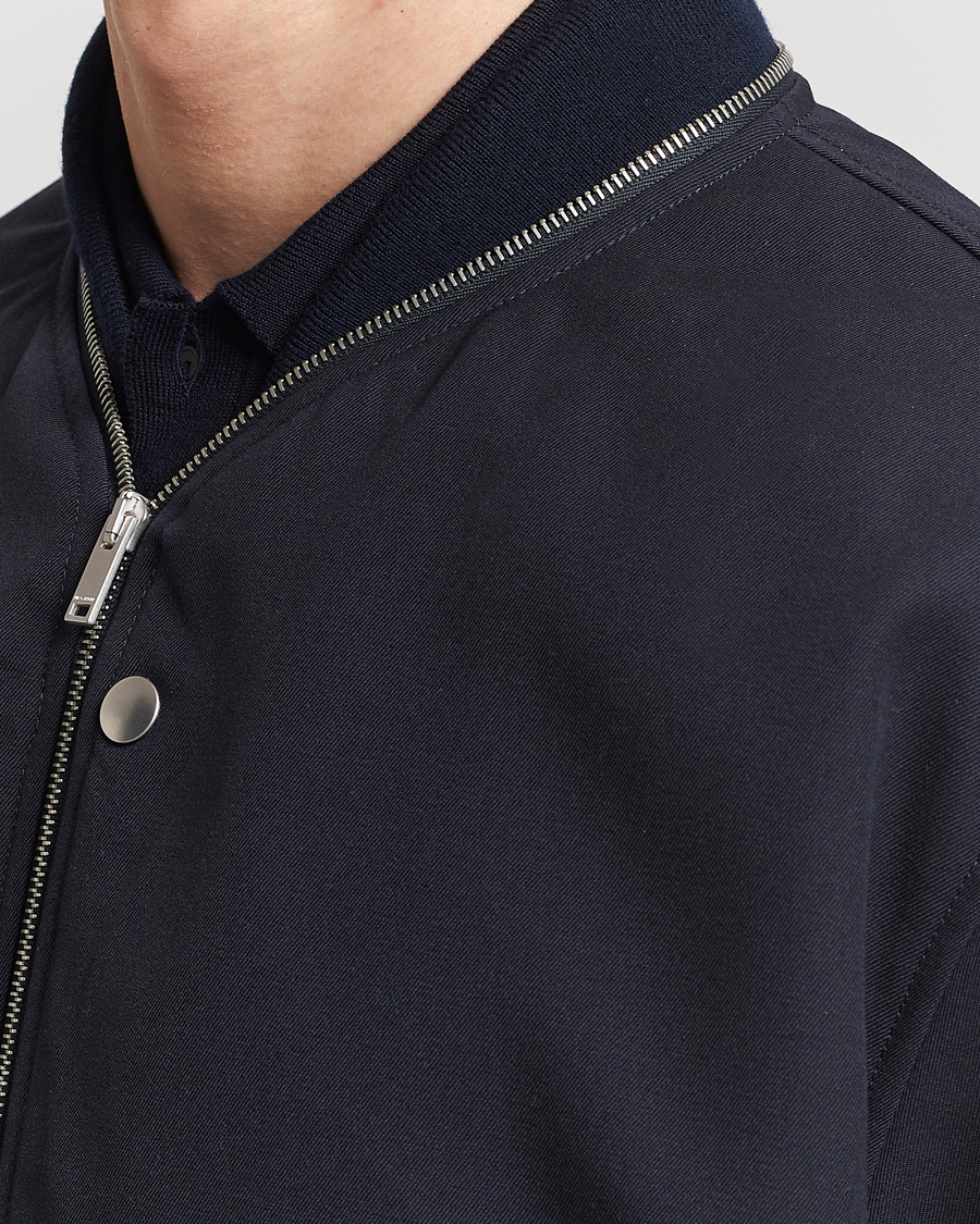 Men | Coats & Jackets | Jil Sander | Wool Gabardine Bomber Jacket Navy