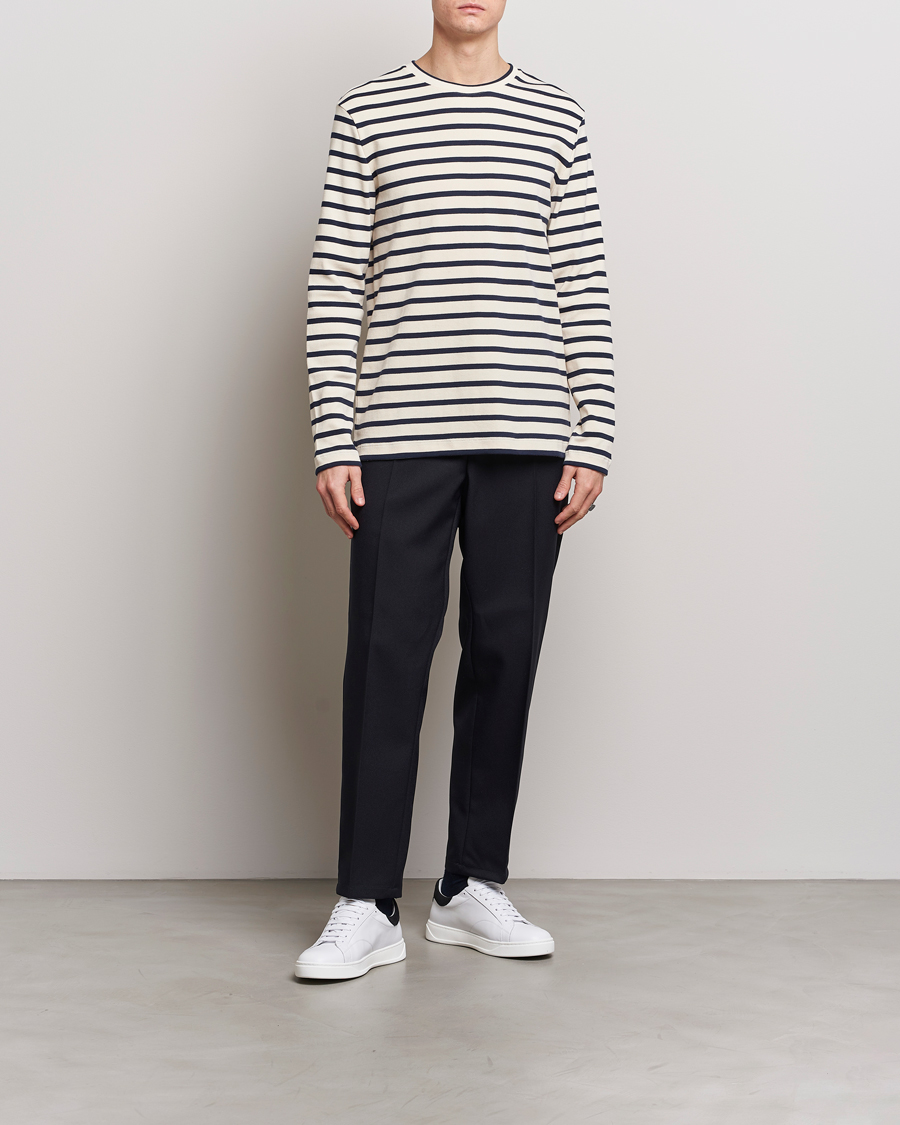 Men | T-Shirts | Jil Sander | Long Sleeve Rib Cotton T-Shirt Marine Stripes