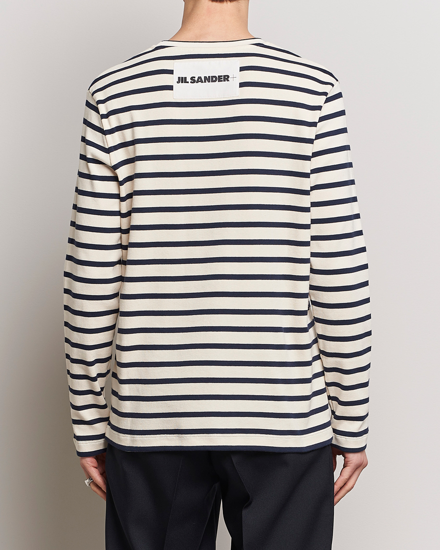 Men | T-Shirts | Jil Sander | Long Sleeve Rib Cotton T-Shirt Marine Stripes