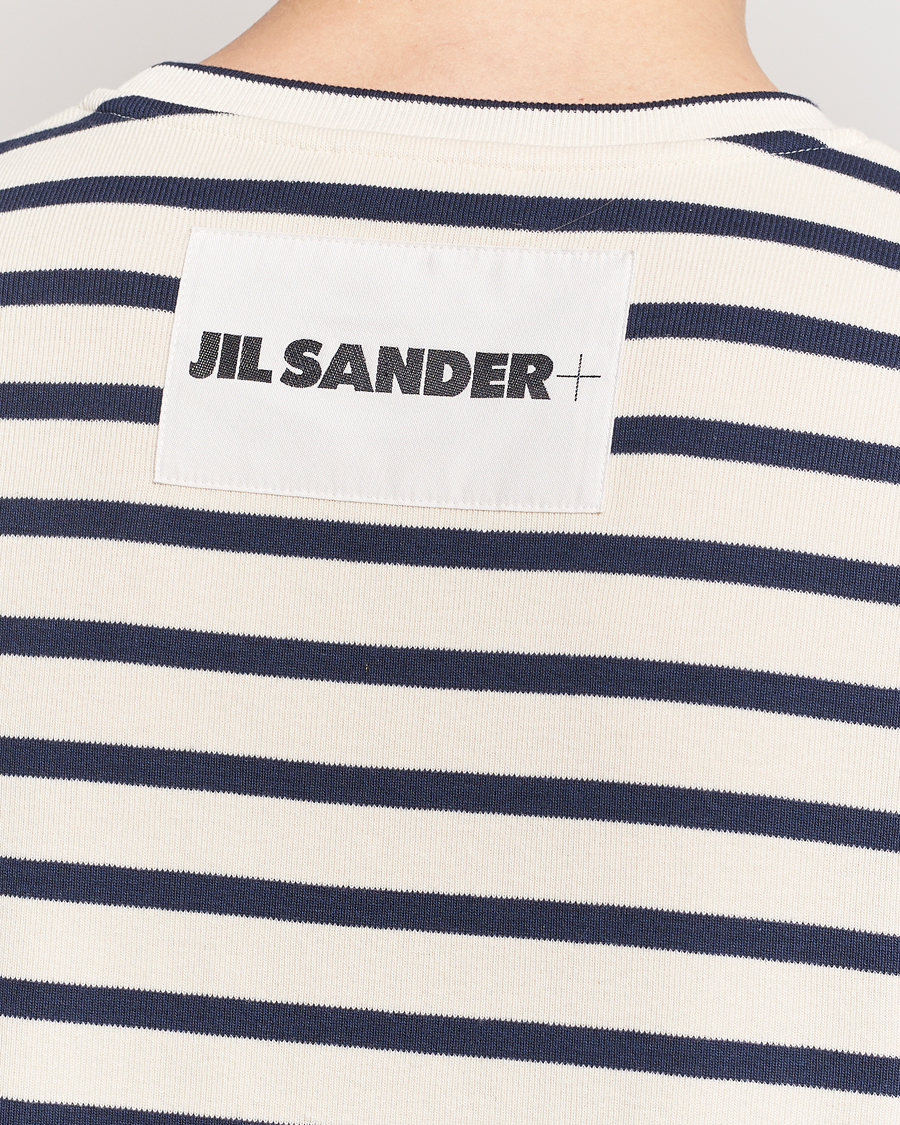 Men | T-Shirts | Jil Sander | Long Sleeve Rib Cotton T-Shirt Marine Stripes