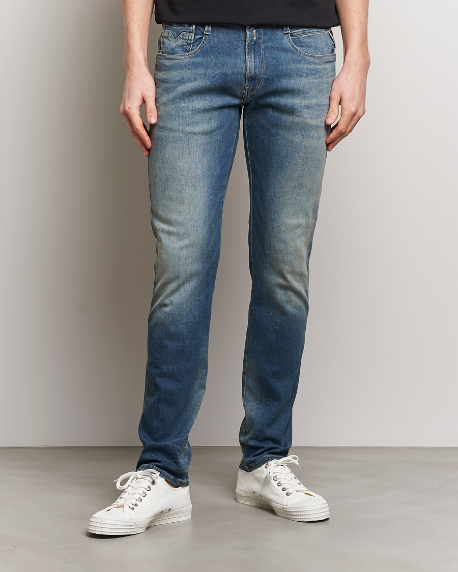 Men |  | Replay | Anbass Hyperflex Dust Wash Jeans Medium Blue