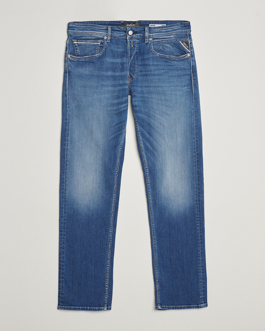 Men | Jeans | Replay | Grover Straight Fit Stretch Jeans Medium Blue