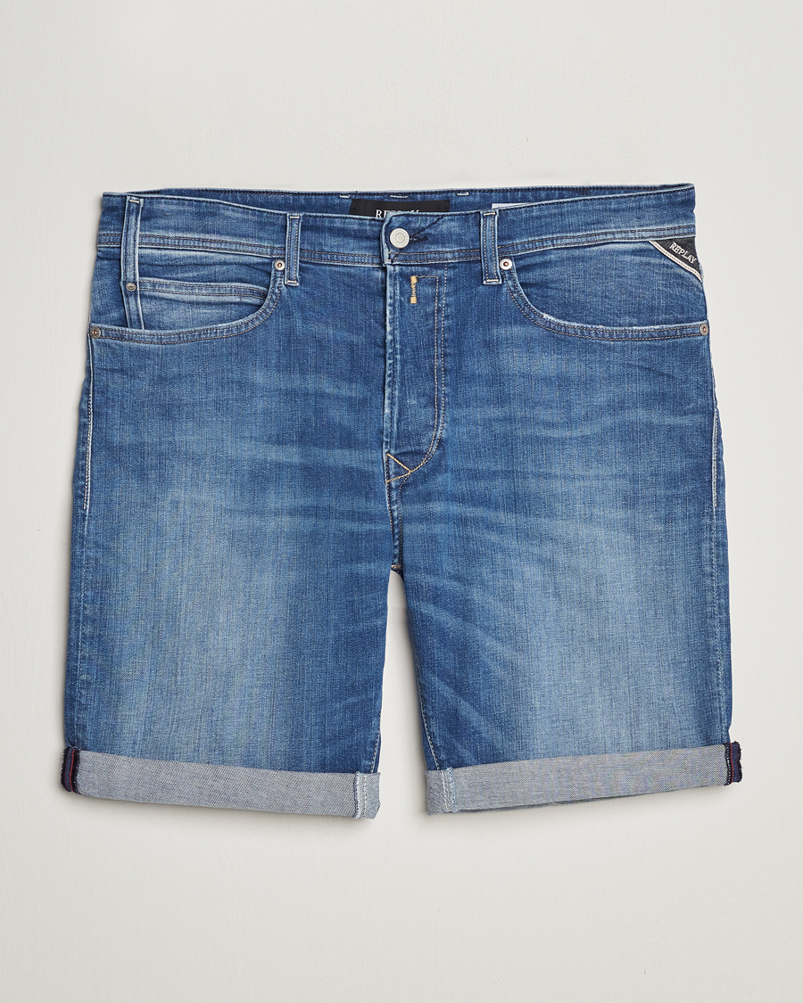 Men | Shorts | Replay | RBJ981 Super Stretch Bio Denim Shorts Medium Blue