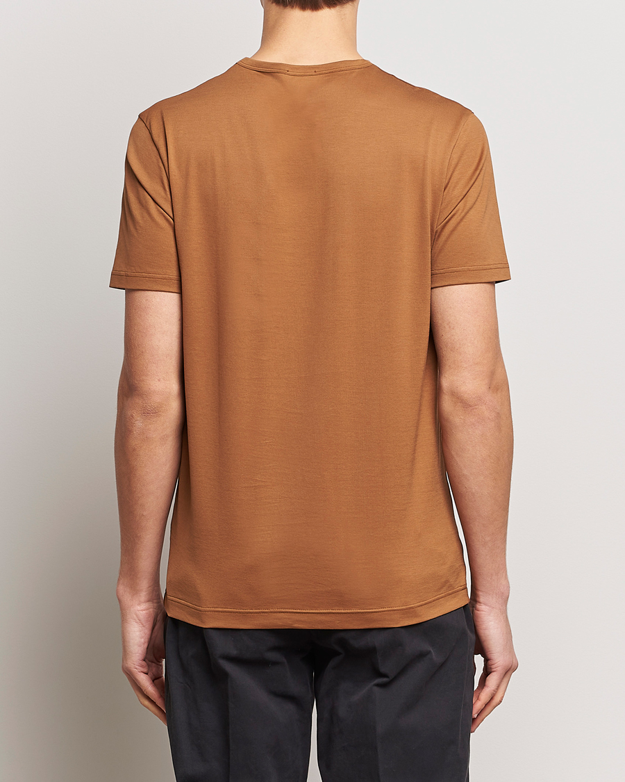 Men | T-Shirts | Sunspel | Crew Neck Cotton Tee Dark Camel