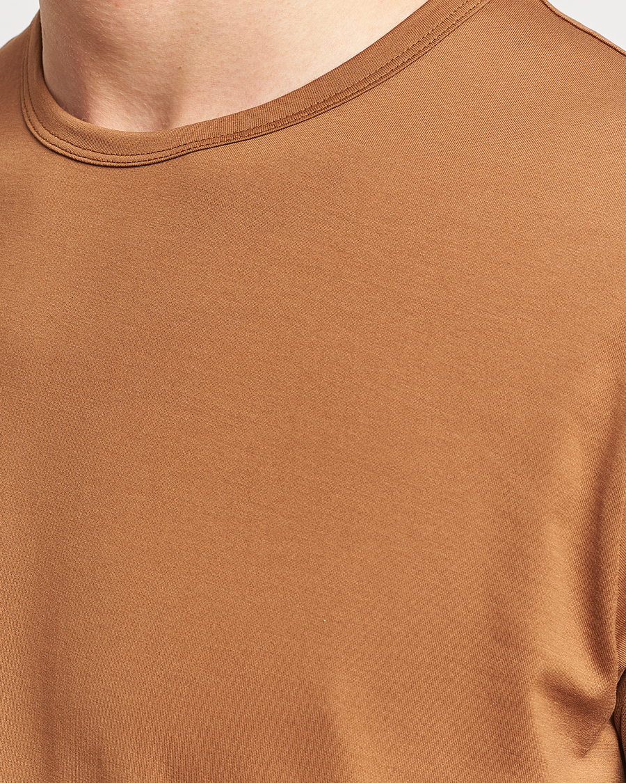 Men | T-Shirts | Sunspel | Crew Neck Cotton Tee Dark Camel