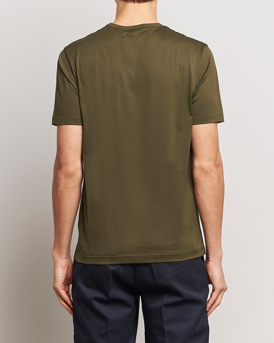 Men | T-Shirts | Sunspel | Crew Neck Cotton Tee Dark Olive