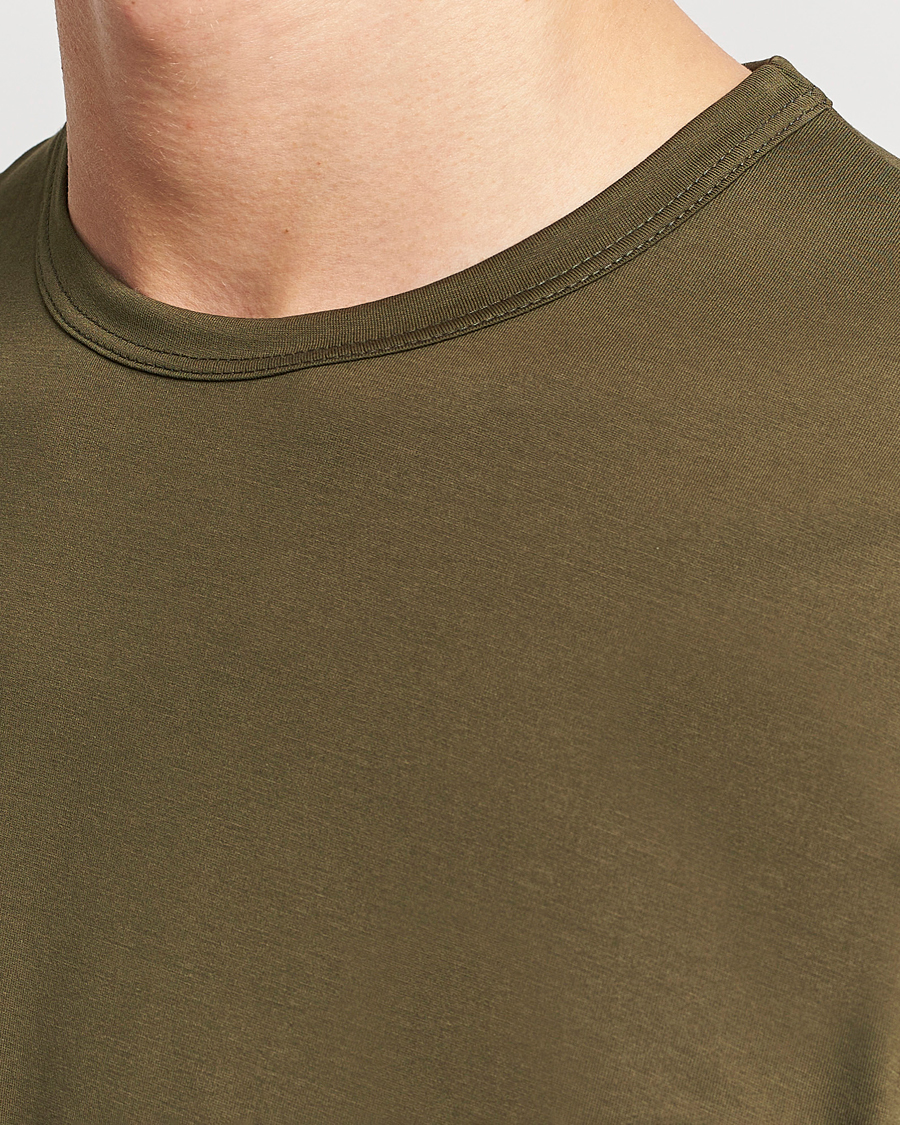 Men | T-Shirts | Sunspel | Crew Neck Cotton Tee Dark Olive