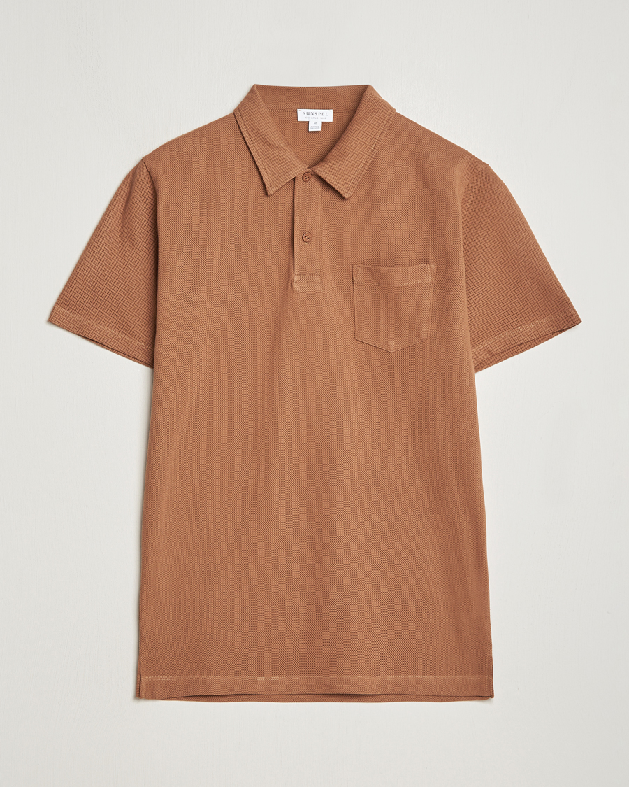 Men | Polo Shirts | Sunspel | Riviera Polo Shirt Dark Camel