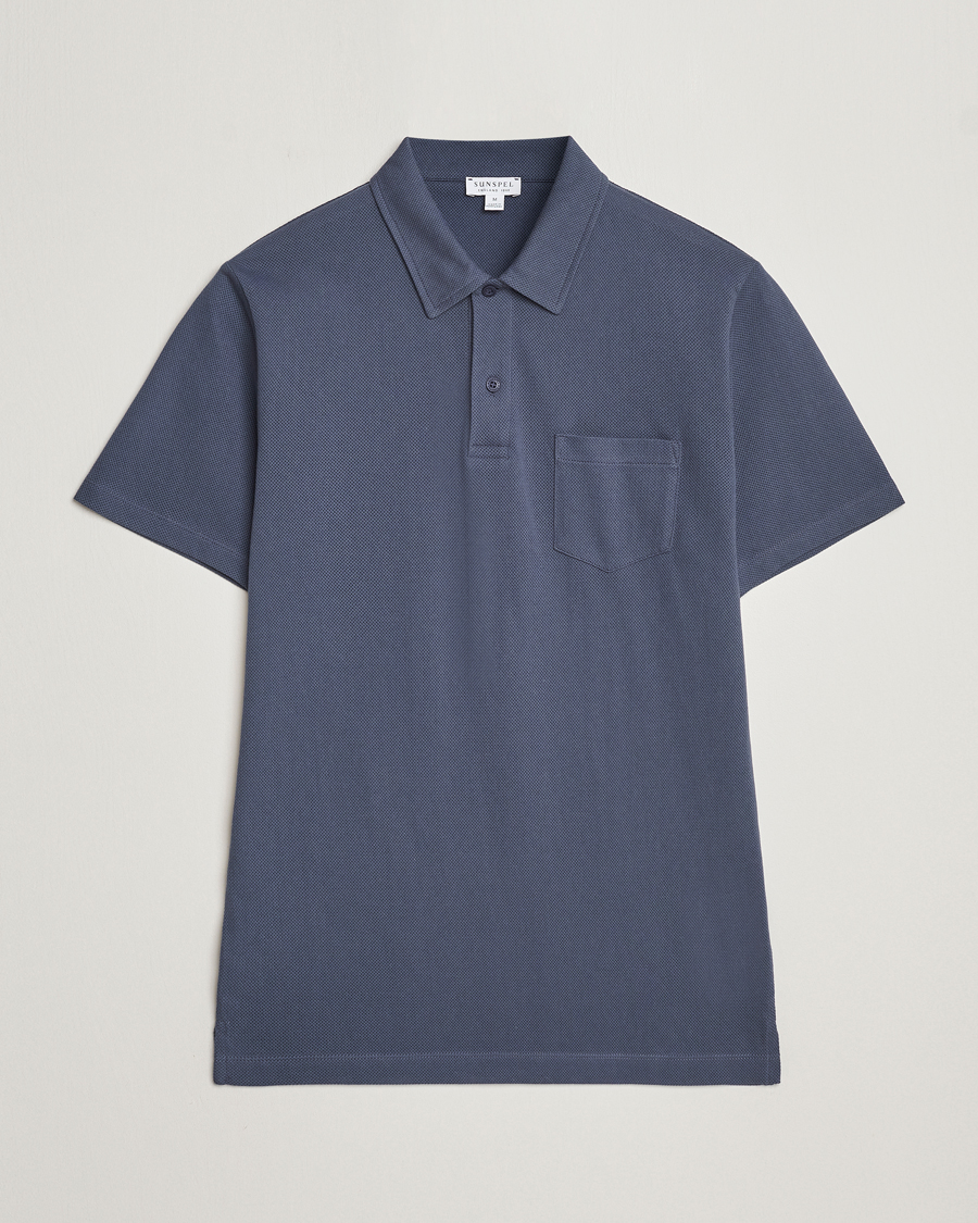 Men | Polo Shirts | Sunspel | Riviera Polo Shirt Slate Blue