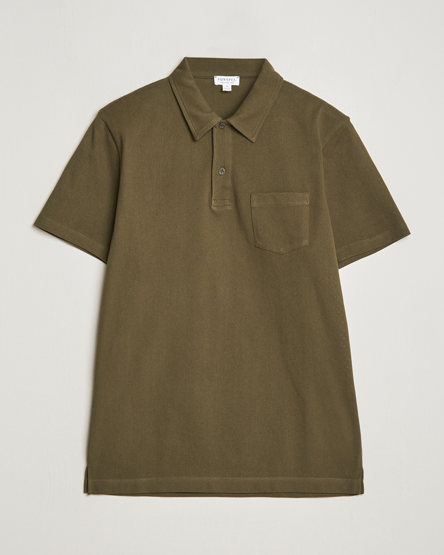 Men | Polo Shirts | Sunspel | Riviera Polo Shirt Dark Olive
