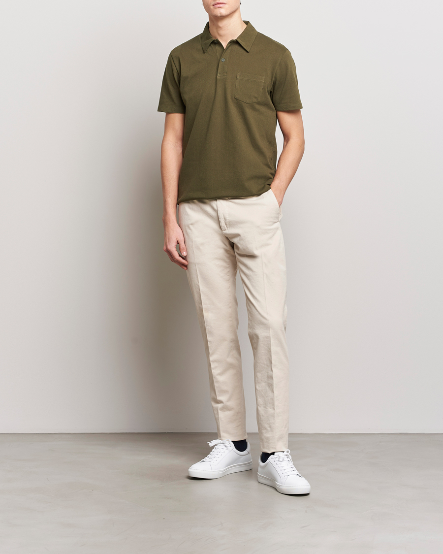 Men | Polo Shirts | Sunspel | Riviera Polo Shirt Dark Olive