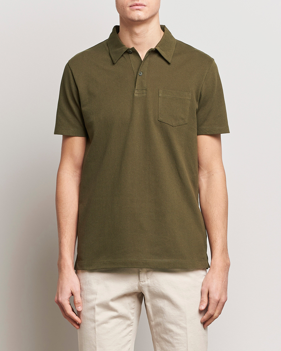 Men | Polo Shirts | Sunspel | Riviera Polo Shirt Dark Olive