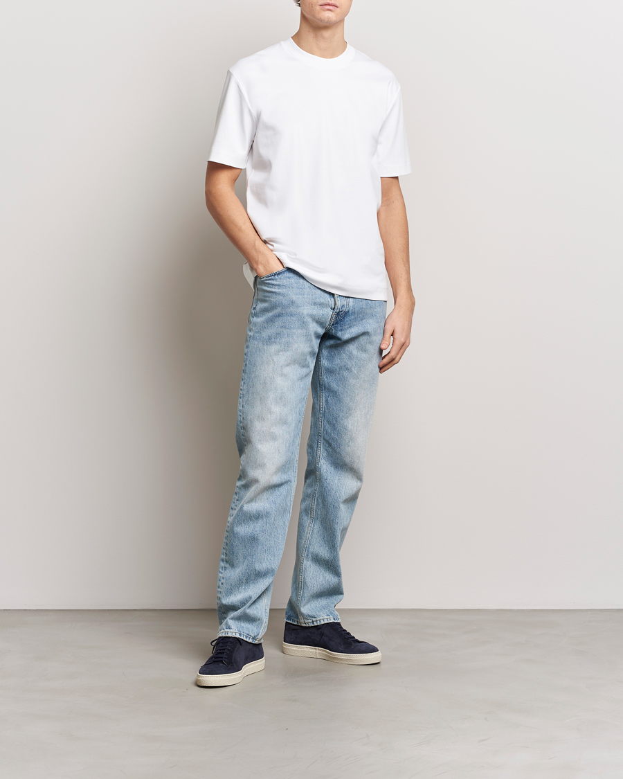Men | T-Shirts | Sunspel | Heavyweight Mock Neck T-Shirt White