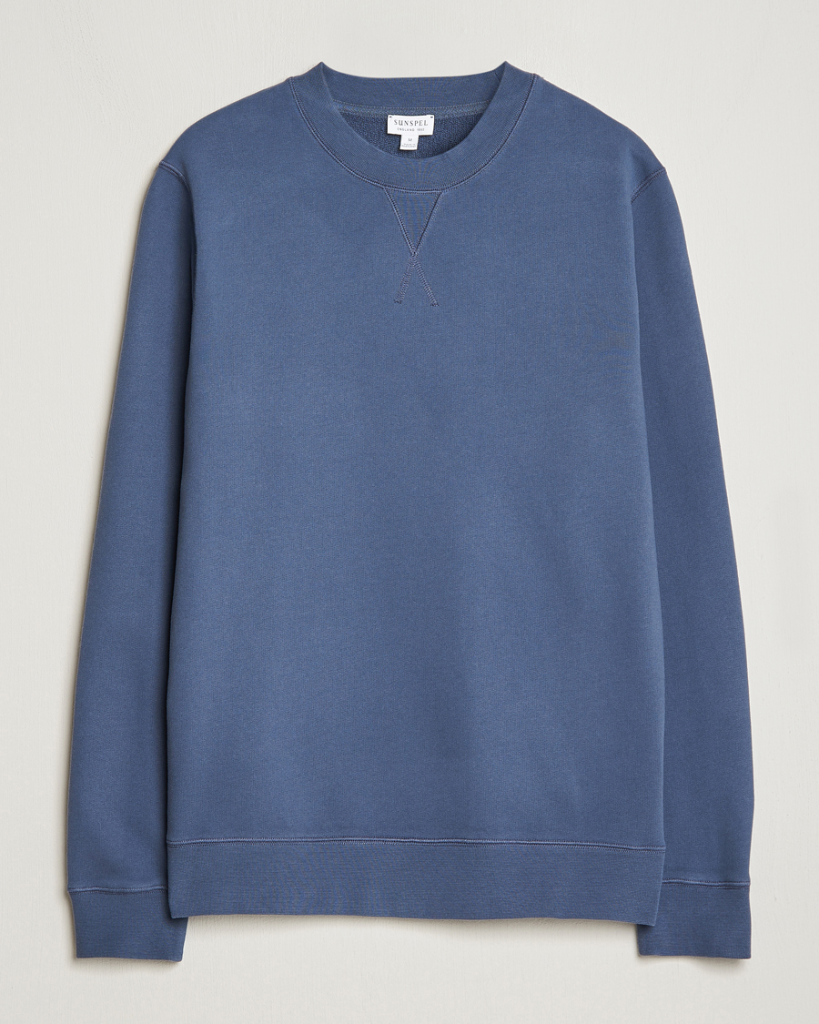 Men | Sweaters & Knitwear | Sunspel | Loopback Sweatshirt Slate Blue