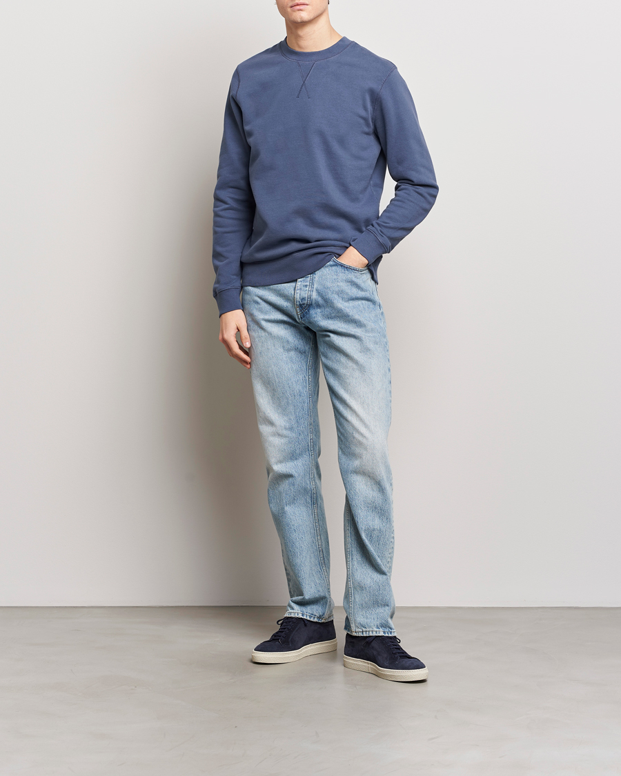 Men | Sweaters & Knitwear | Sunspel | Loopback Sweatshirt Slate Blue