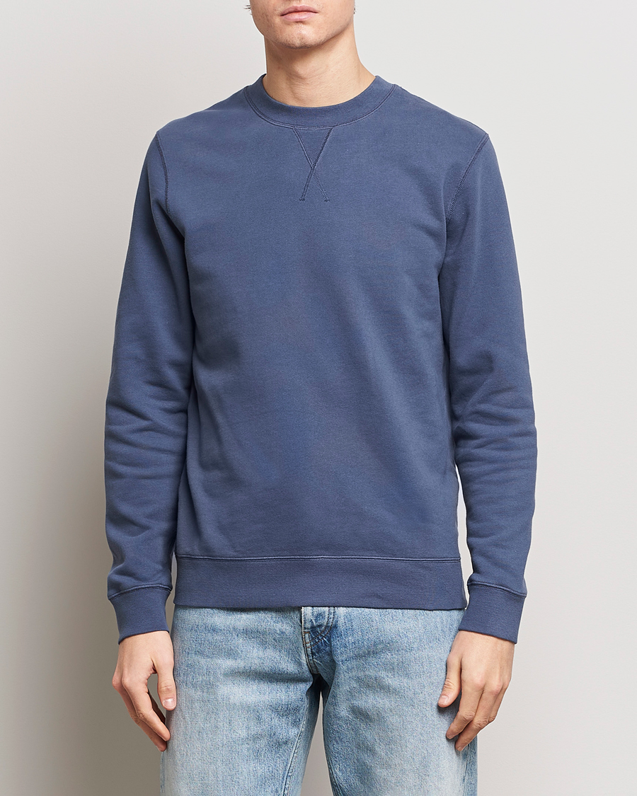 Men | Sweaters & Knitwear | Sunspel | Loopback Sweatshirt Slate Blue