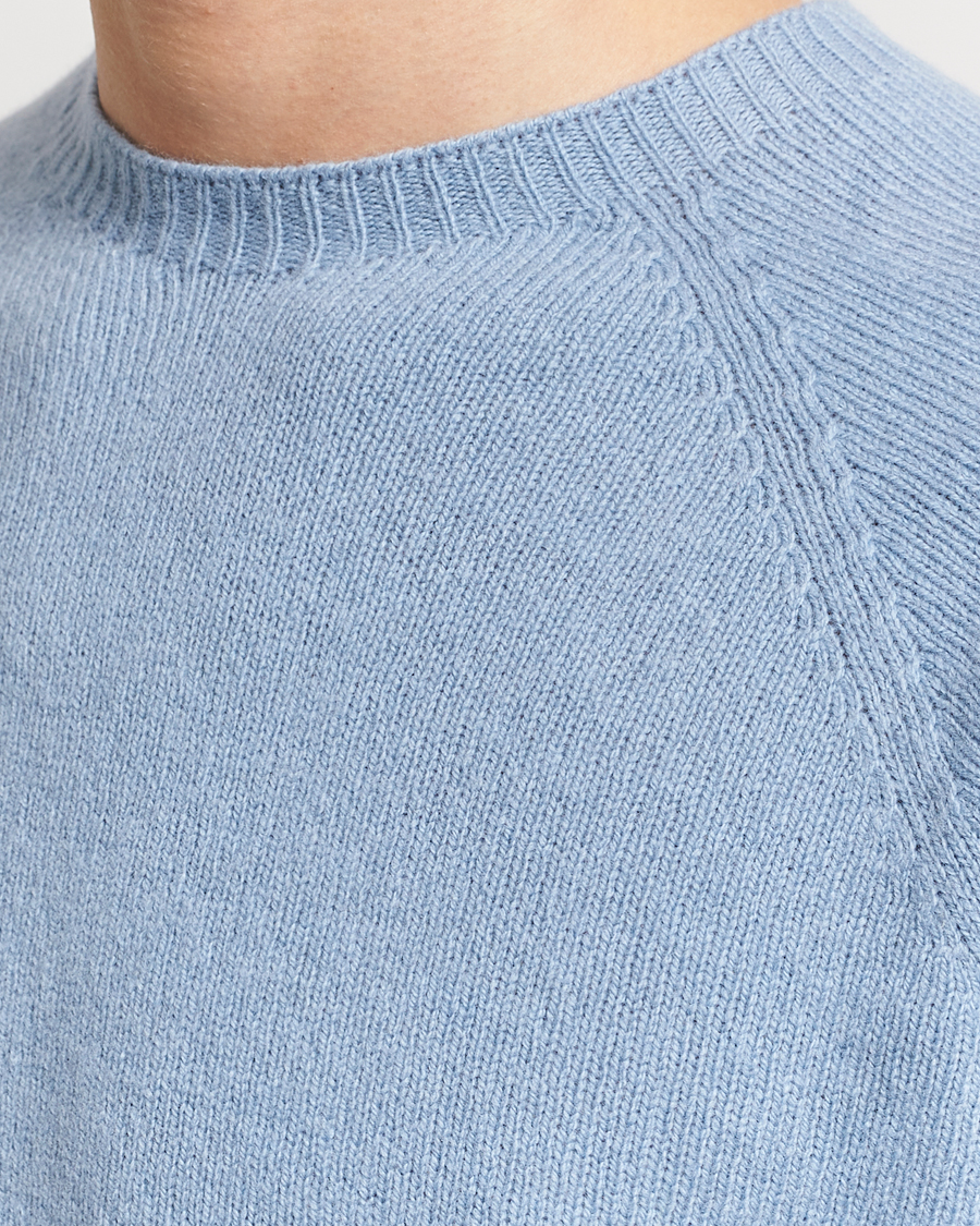 Men | Sweaters & Knitwear | Sunspel | Lambswool Crew Neck Sky Blue