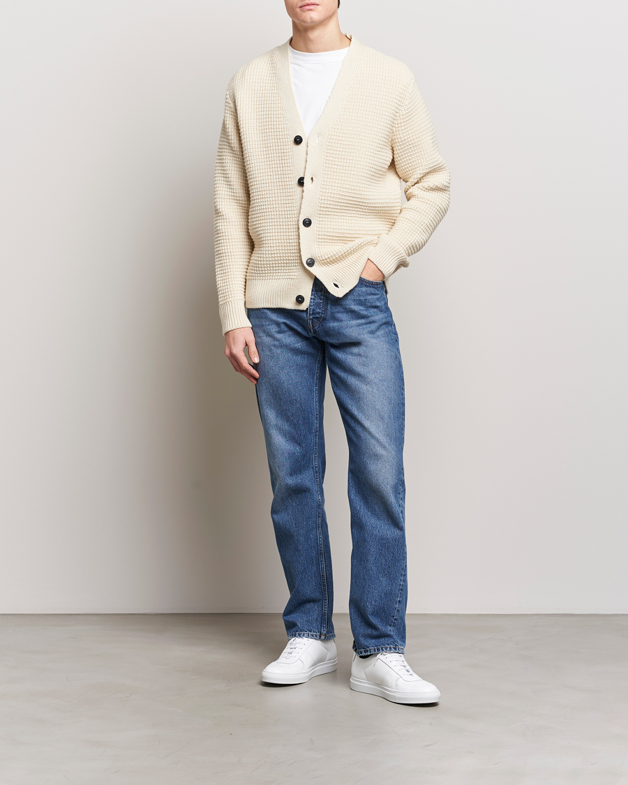 Men | Sweaters & Knitwear | Sunspel | Fisherman Merino Wool Cardigan Ecru