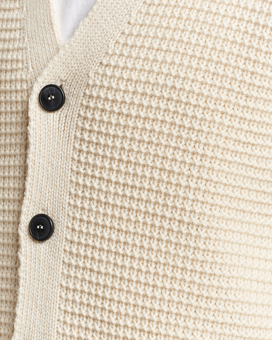 Men | Sweaters & Knitwear | Sunspel | Fisherman Merino Wool Cardigan Ecru
