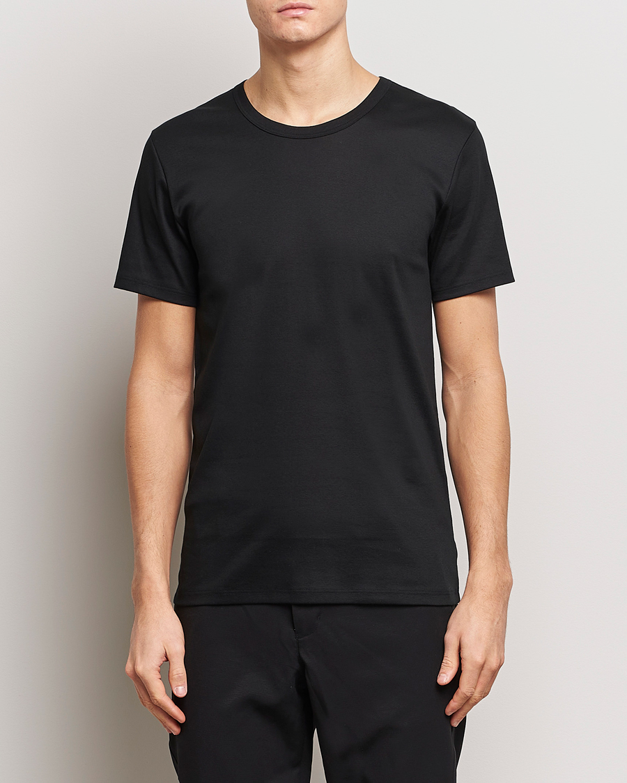 Men |  | Zimmerli of Switzerland | Mercerized Cotton Crew Neck T-Shirt Black