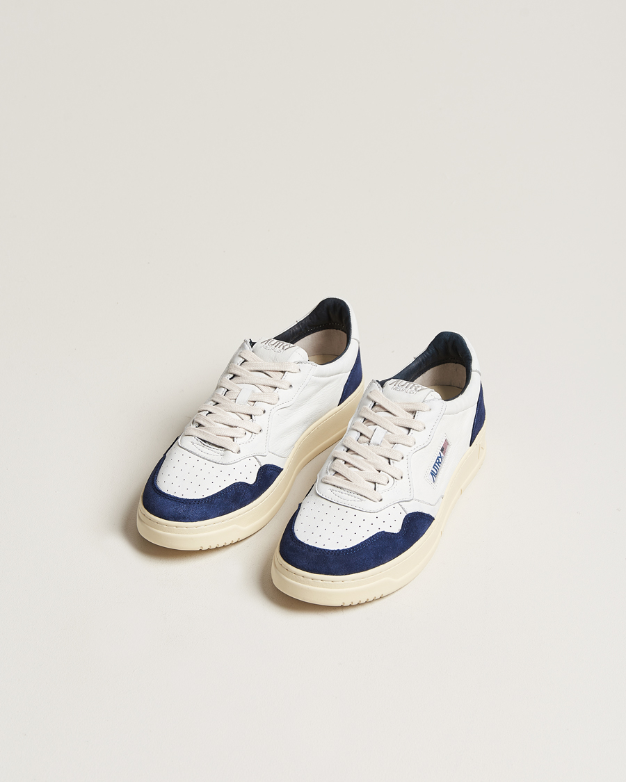Men | Autry Medalist Low Goat/Suede Sneaker White/Navy | Autry | Medalist Low Goat/Suede Sneaker White/Navy