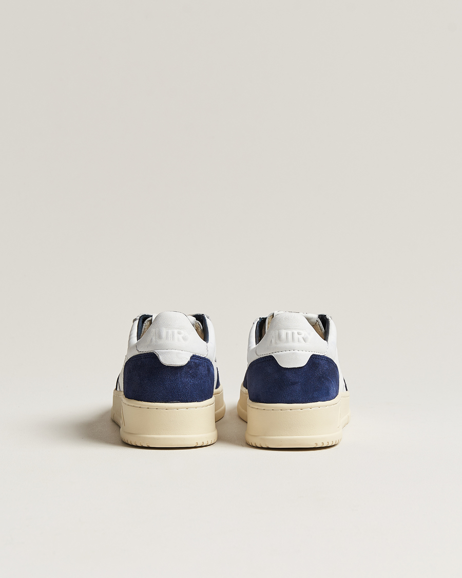 Men | Autry Medalist Low Goat/Suede Sneaker White/Navy | Autry | Medalist Low Goat/Suede Sneaker White/Navy