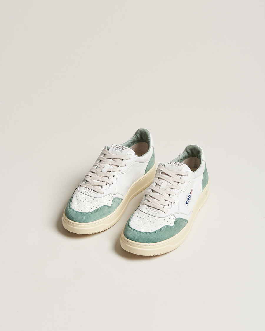 Men | Autry Medalist Low Goat/Suede Sneaker White/Military | Autry | Medalist Low Goat/Suede Sneaker White/Military