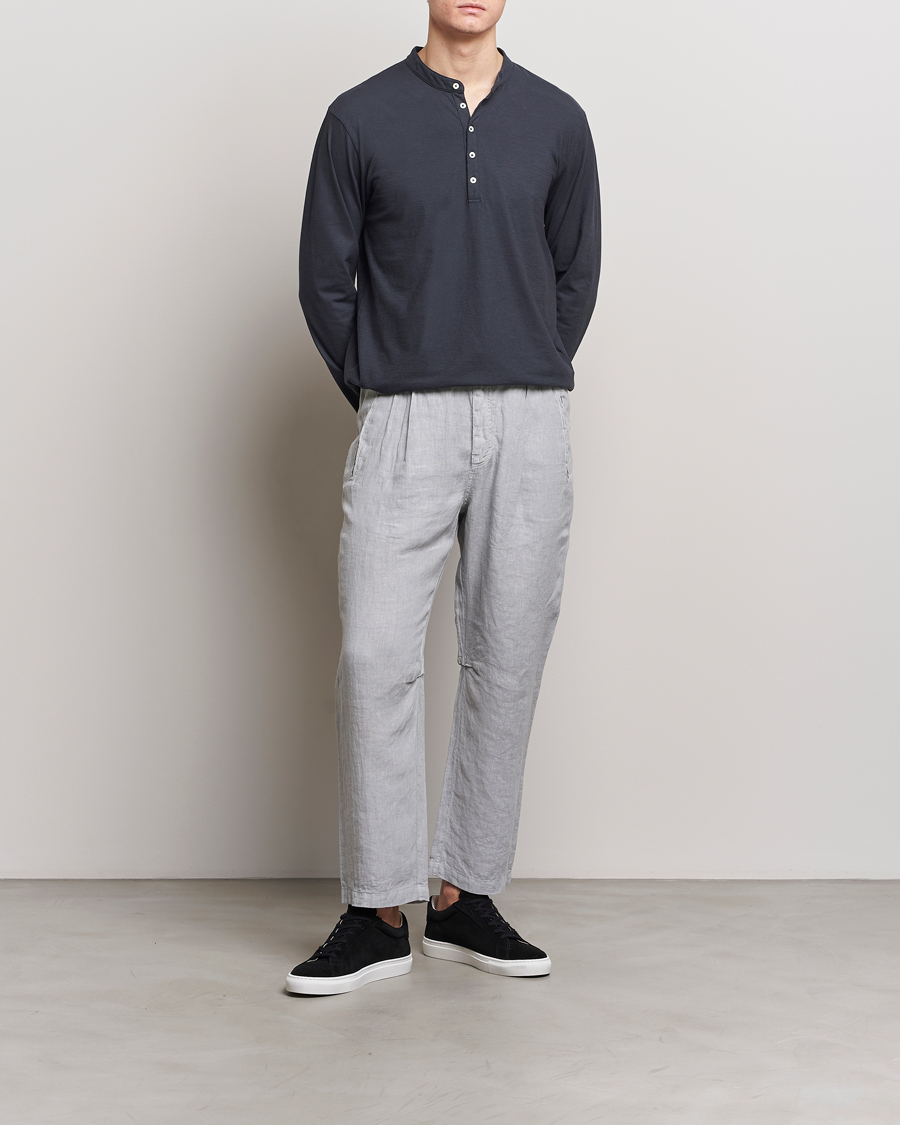 Men | Sweaters & Knitwear | Massimo Alba | Hawai Watercolor Henley Washed Black