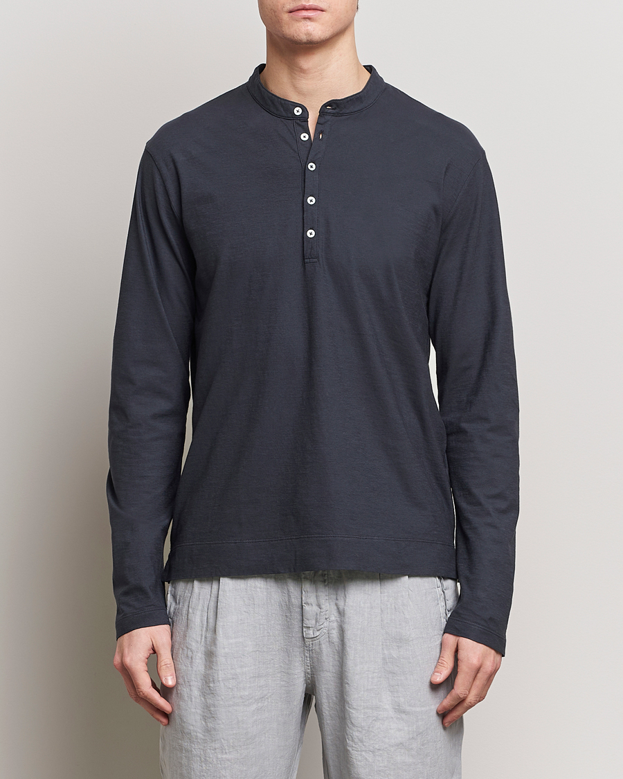 Men | Sweaters & Knitwear | Massimo Alba | Hawai Watercolor Henley Washed Black